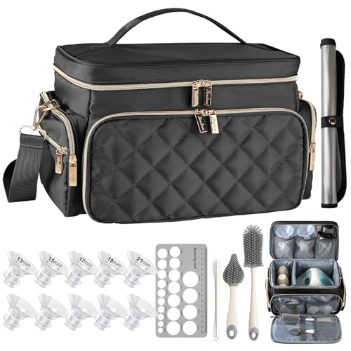 Breast Pump Bag Kit for Spectra S1/S2, Pumping Bag with Bottle Brush Set - color: Black