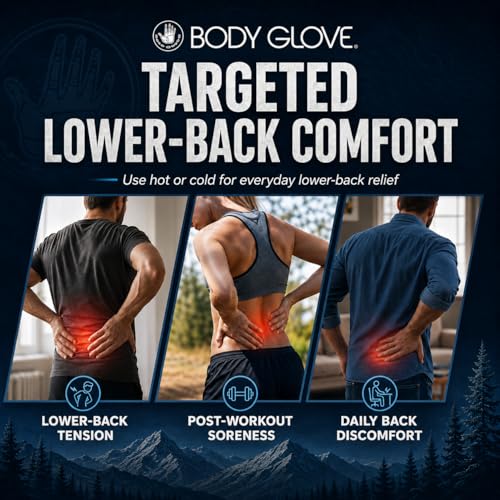 Body Glove Silica Pearl Back Ice Pack Wrap, Reusable Hot or Cold Compress Gel Pack for Back, Adjustable Ice Wrap for Lower Back Pain, Flexible Cold Pack for Injuries