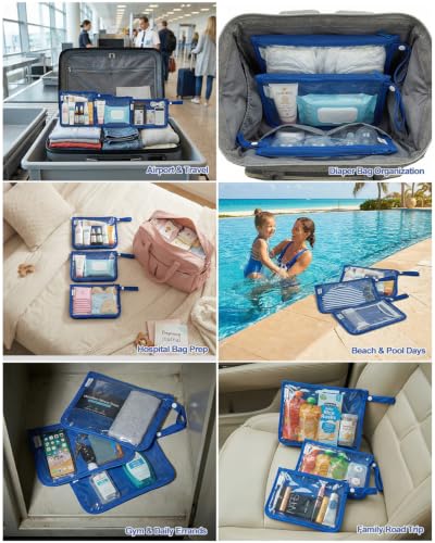 babygoal TSA Approved Blue Clear Travel Organizer Bags 3 Pack - color: Blue
