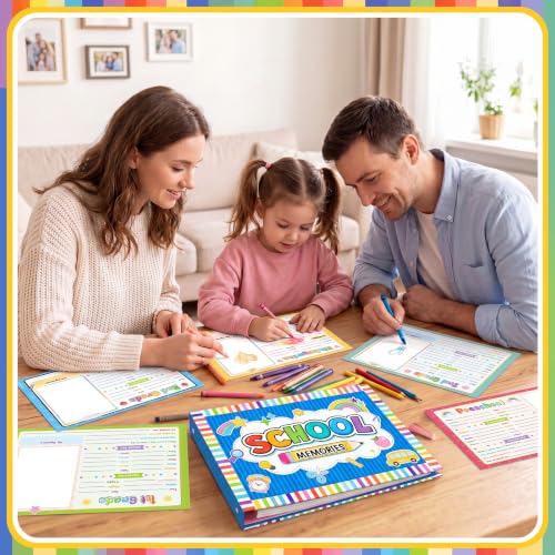 School Memory Book for Kids School Scrapbook Album,Rainbow - style: Rainbow