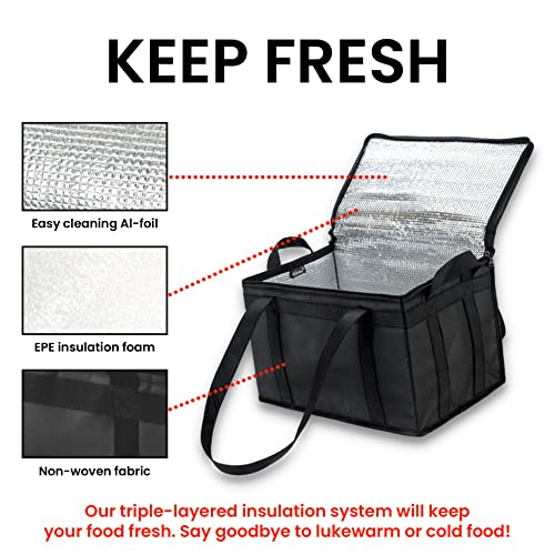 NZ home Insulated Food Bag, Portable Cooler Tote (Large, Black, 2 Pack) - color: Black, size: Large
