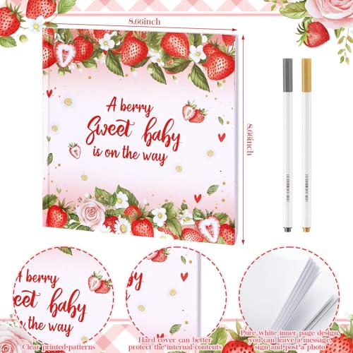 Strawberry Baby Shower Guest Book with 2 Markers - style: Strawberry