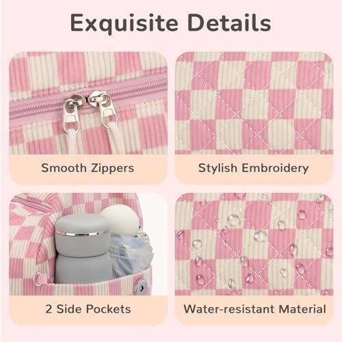 Tenot Diaper Bag Tote, Baby Bag with Pacifier Case, Pink Checkered - color: Pink Checkered
