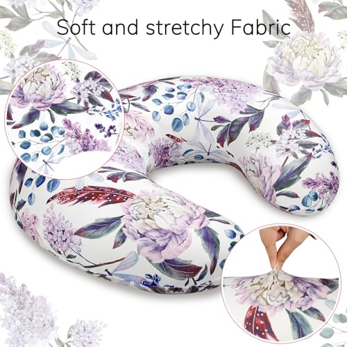 Purple Floral Wisteria Nursing Pillow Cover, Nursing Pillowcase Set for Baby boy or Baby Girl, Nursing Pillow slipcover Cushion Cover, Soft Fabric for snuggling Baby, Suitable for Nursing Pillows - color: Purple