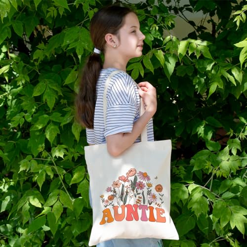 Grandma Gifts Tote Bag Birthday Mothers Day Retirement Gifts for Women Mama Nana Mimi Shoulder Bag Reusable Grocery Bags - color: Auntie