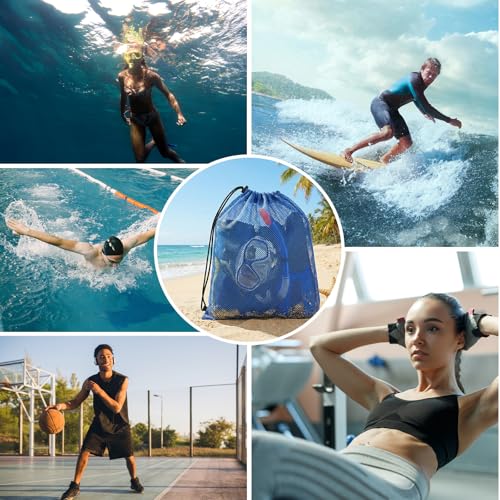 4Pcs Mesh Gear Bag for Snorkel, 19" x 27" Large Mesh Swim Bag, Dive Bag