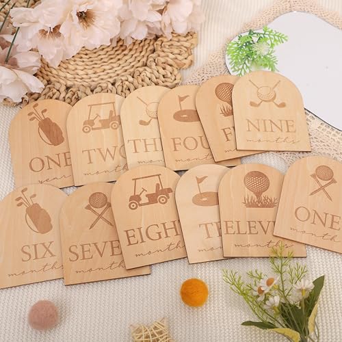 Wooden Golf 12 Monthly Milestone Markers,12 Monthly for Baby Boy