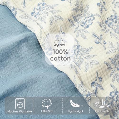 FUNUPUP Muslin Nursing Pillow Cover Replacement, Blueberries&Blue - color: Blue&blueberries