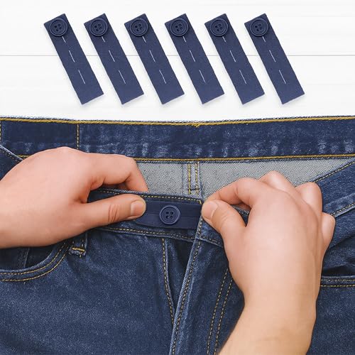 Mandala Crafts Navy Blue Elastic Waist Button Extender for Pants Waistband - color: Navy Blue, size: Stretchy 3.5 Inches