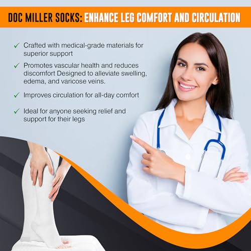Doc Miller Open Toe Compression Socks 30-40 mmHg for Women & Men, 1 Pair - color: Gray, size: Large