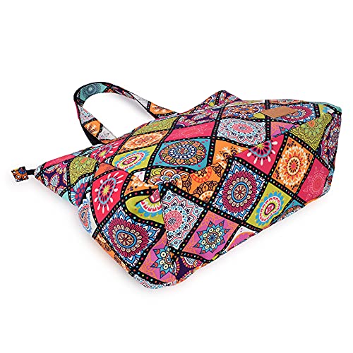 CLOUDMUSIC Shoulder Tote Bag For Nurses Teachers Work Gym Travel Beach Women With Large Capacity Waterproof - color: Bohemia Pattern 2