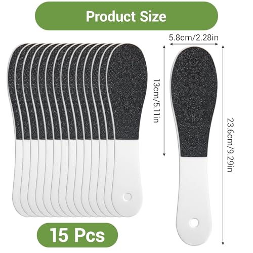 15 Pcs Pedicure Foot Files for Feet, Professional Double Sided Heel Callus Emery Boards with Plastic Handle for Feet Scrubber