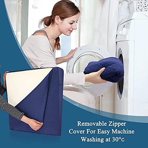 Wedge Pillow Cover Quilted Triangle Incline Bed Wedge Pillowcase Slanted Pillow Case Protector(24"x25"x12") with Pocket & Zipper Only Replacement Cover Machine Washable - color: Blue