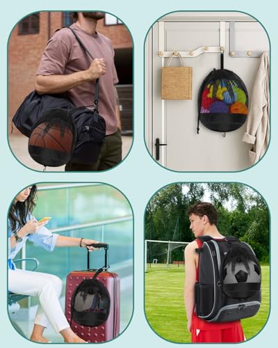 BROTOU Single Ball Bag, Drawstring Mesh Bag, Balls Storage Bags - color: Black
