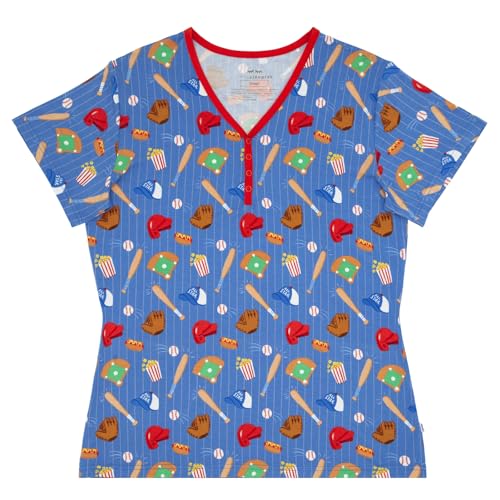 Little Sleepies Womens Pajamas, Short Sleeve, Soft Viscose from Bamboo PJs - color: All Stars (Blue), size: Small