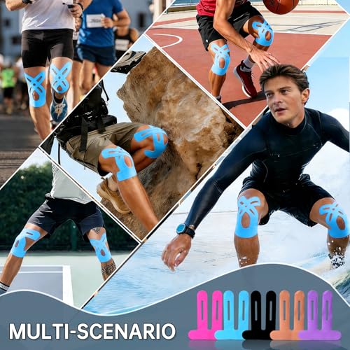 Precut Kinesiology Tape for Knees, 20 Pcs, Blue - color: Blue, size: 20 Pcs