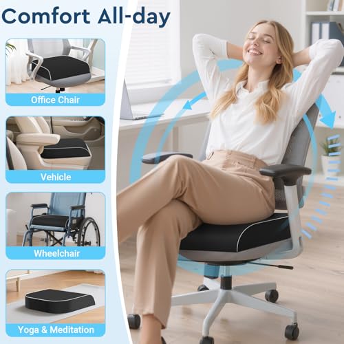 Seat Cushion, Memory Foam Office Chair Cushion, Black, Large - color: Black, size: Large