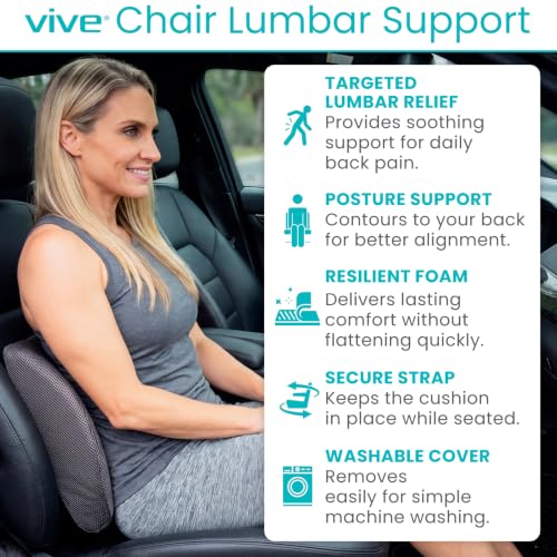 Xtra-Comfort Lower Back Support Pillow - Lumbar Cushion for Office Chair, Car, Gaming, Men, Women - Ergonomic Orthopedic Backrest Foam Roll & Adjustable Strap for Therapeutic Pain Relief