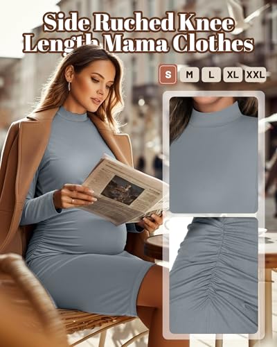 3 Pack Women's Maternity Dresses Long Sleeve Dresses - color: Black, Dark Gray, Light Gray, size: Medium