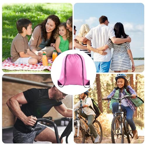 KUUQA 2 Pcs Pink Drawstring Backpack Bags - color: Pink
