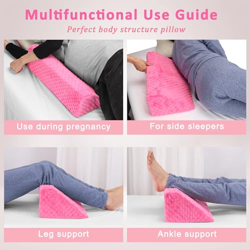 Wedge Pillow for Side Sleeping, Body Positioning Foam Wedge Pillow - color: Pink