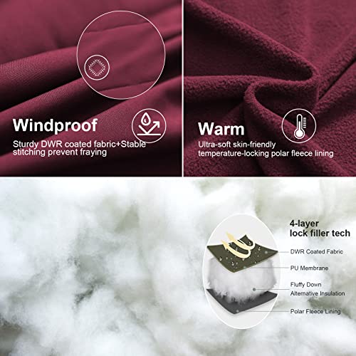 Chrisuno Women's Plus Size Winter Coat Waterproof Long Puffer Jacket Warm Thicken Parka with Removable Fur Hood - color: Wine Red, size: 1X