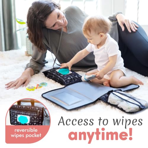 Kopi Baby Portable Diaper Changing Pad, Wipes Pocket, Modern Black Arrows - color: Black Arrows, size: Modern