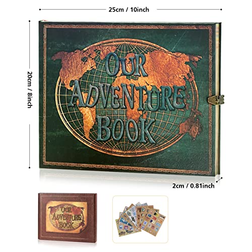 Adventure Book Scrapbook Travel Diary Photo Book with Embossed Letter Cover - Large DIY Handmade Memory Photo Album for Anniversary, Wedding, Baby Shower, Graduation(Darkolivegreen) - color: Dark Olive Green, size: Various Sizes