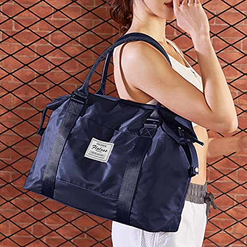 Travel Duffel Bag, Carry On Overnight Weekender Bags for Women - color: A1-Navy Blue, size: Large