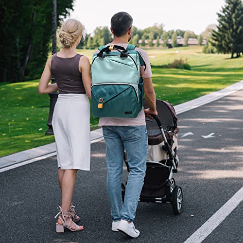 Hap Tim Baby Diaper Bag for Boys Girls, Large Backpack Diaper Bags with Double Compartments, Baby Registry Search Shower Gifts Stuff Newborn Must Haves, Green(7340-GR) - color: Green