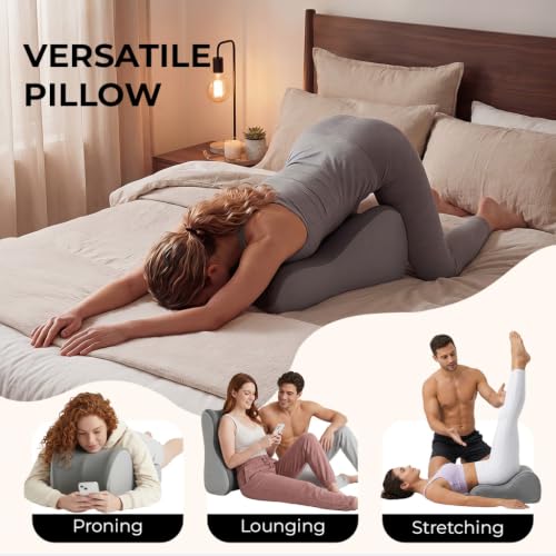 Wedge Pillow, Ergonomic Pisition Pillow for Bed and Sofa, 27° Support - color: Gray