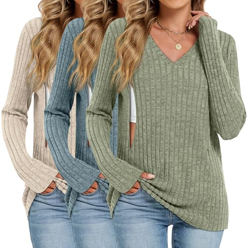 Oakgarden 3 Pack Women's Maternity Nursing Tops Mama Clothes - color: Apricot, Light Blue, Grass Green, size: X-Large