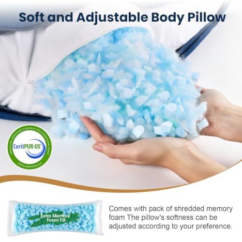 TranquilRelax C Shaped Body Pillow for Side Sleepers, Navy Blue-53"*10" - color: Navy Blue, size: 53*10 in