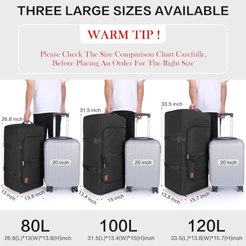 120L Duffle Bag for Travel, Large Foldable Waterproof Travel Duffel Bag - color: Black, size: 120L