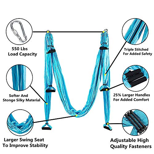 Aerial Yoga Swing Set, Ultra Strong Hammock Trapeze Extension, Antigravity Ceiling Hanging Sling Inversion Exercises - color: Black