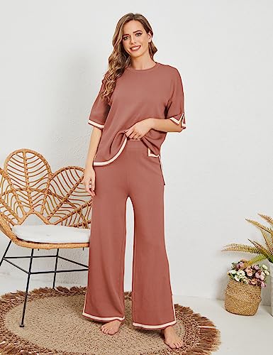 Tanming Women's Sweater Sets 2 Piece Lounge Set Tracksuits - color: Rust, size: X-Large