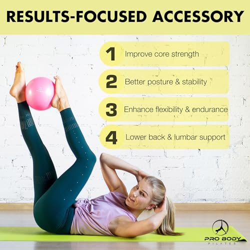 ProBody Pilates Ball Small with Pump - 9 Inch Small Exercise Ball - color: Purple