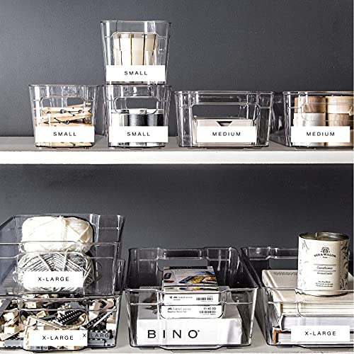 BINO | Stackable Storage Bins, X-Large - 8 Pack | THE STACKER COLLECTION | Clear Plastic Storage Bins | Organization Containers for Pantry & Fridge | Multi-Use Organizer Bin | BPA-Free - size: 4PK - X-Large (Pack of 2)