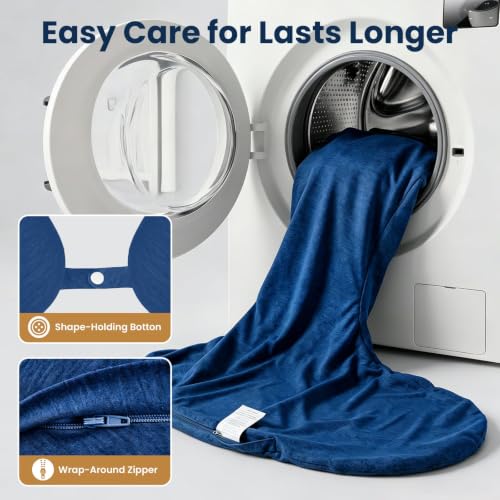 TranquilRelax C Shaped Body Pillow for Side Sleepers, Navy Blue-53"*10" - color: Navy Blue, size: 53*10 in