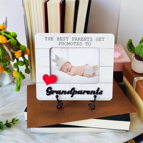 Hangwoous Best Parents Get Promoted to Grandparents Photo Frame - color: White