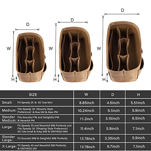ZTUJO Purse Organizer Insert, Felt Bag Organizer For Handbag Purse Organizer,13 Colors, 6 Size (Small, Silky Brown) - color: Silky Brown, size: Small