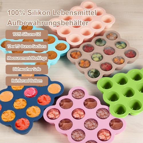Silicone Freezer Tray with Clip-on Lid, 1.5oz x 12 Pods (Brown) - color: Light Brown (12 x 1.5 OZ)