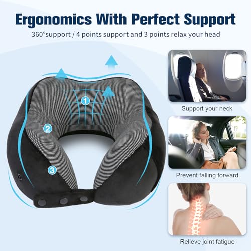 Cirorld Neck Pillow for Traveling, Travel Pillows for Airplanes Black - color: Black