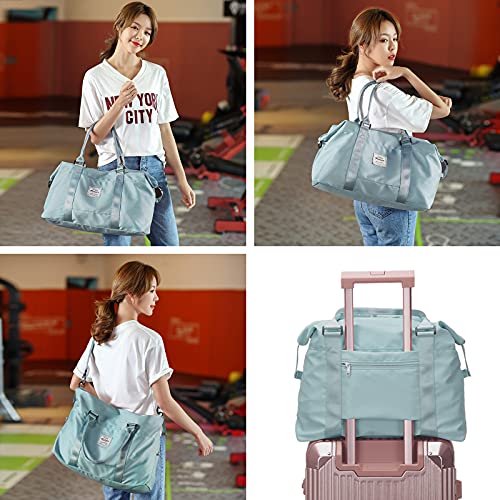 Travel Duffel Bag, Carry On Overnight Weekender Bags for Women - color: A1-Turquoise, size: Large