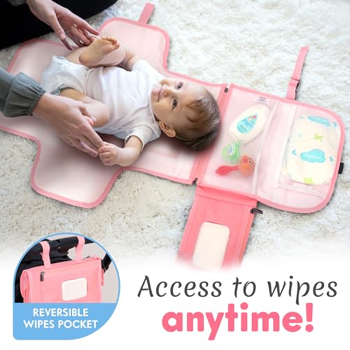 Kopi Baby Portable Diaper Changing Pad with Wipes Pocket, Classic Pink - color: Pink, size: Classic