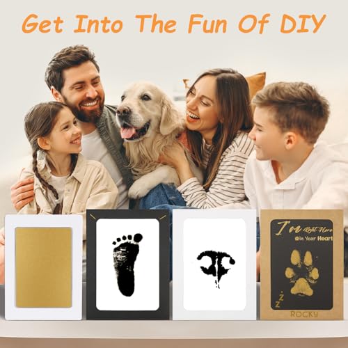 DeerZone Inkless Paw Print Kit,Dog Paw Print Kit,Dog Nose Print Kit - color: Gold/Black, size: Medium-Large 4 Pack