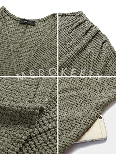 MEROKEETY Cardigan Sweaters for Women Oversized Long Cardigans Fall Outfits - color: Olive, size: Small