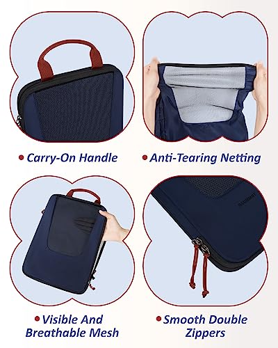 Bagsmart Compression Packing Cubes, Travel Bag Cruise Ship Essentials - color: Dark Blue, size: 6 Set