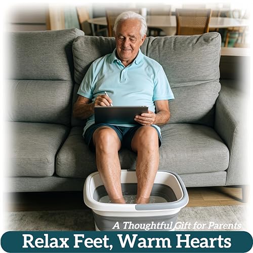 GIMWA Collapsible Foot Bath with Massage Nodes, 4 Gal Foot Soaking Tub - color: Gray