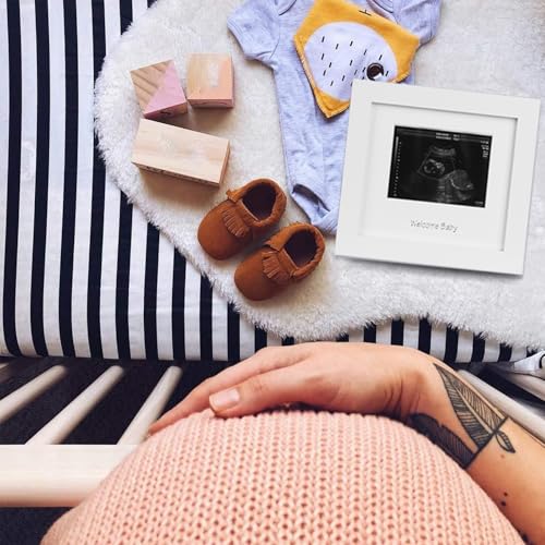 IHEIPYE Baby Sonogram Photo Frame Ultrasound Picture Frame 2 Pack White - color: White with Silver Text, size: Single Opening - 2 Pack